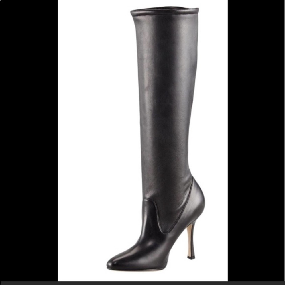 Manolo Blahnik Leather Pascalare Tall Boots 38 - Picture 2 of 16